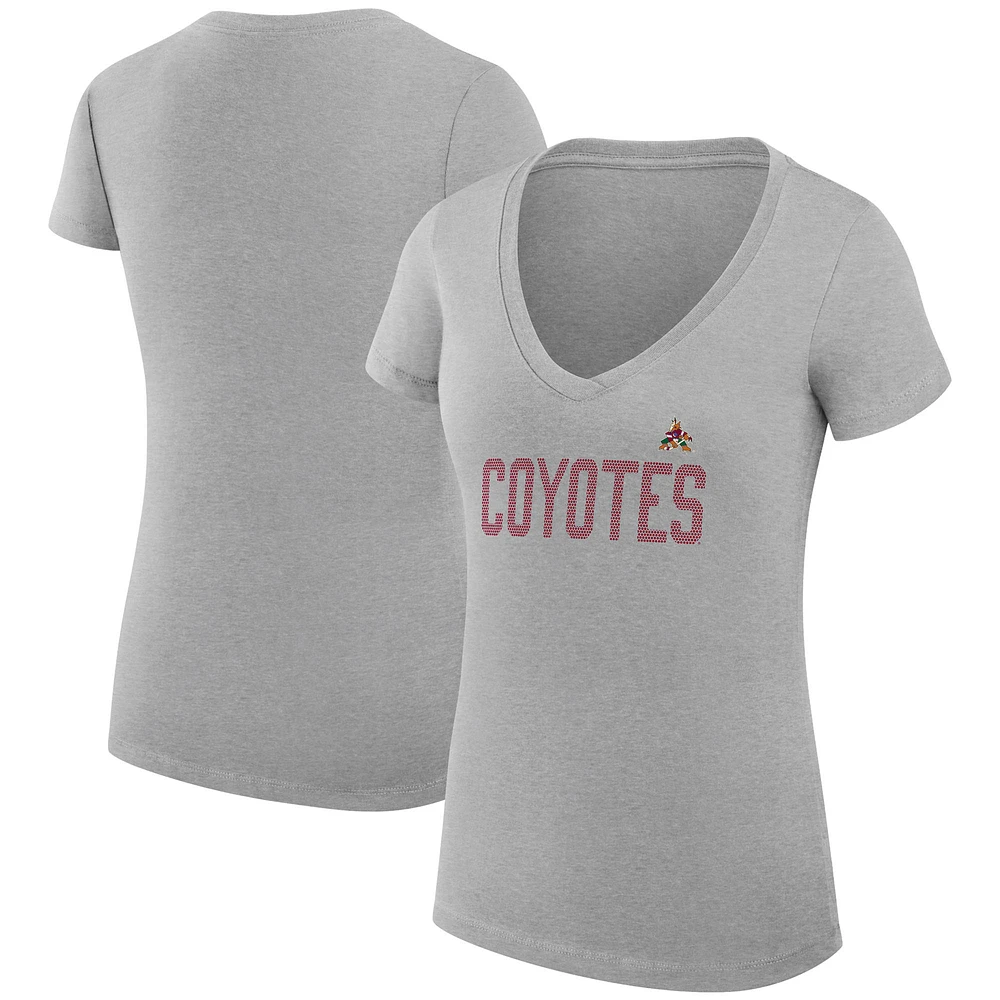 Women's G-III 4Her by Carl Banks Heather Gray Arizona Coyotes Super-Slim Fit Lightweight Dot Print Team V-Neck T-Shirt