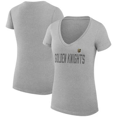 Women's G-III 4Her by Carl Banks Heather Gray Vegas Golden Knights Super-Slim Fit Lightweight Dot Print Team V-Neck T-Shirt