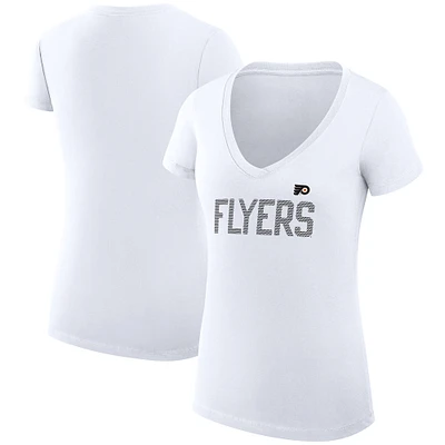 Women's G-III 4Her by Carl Banks White Philadelphia Flyers Super-Slim Fit Lightweight Dot Print Team V-Neck T-Shirt