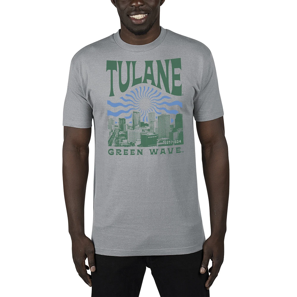 Men's Uscape Apparel Gray Tulane Green Wave Sustainable Renew T-Shirt