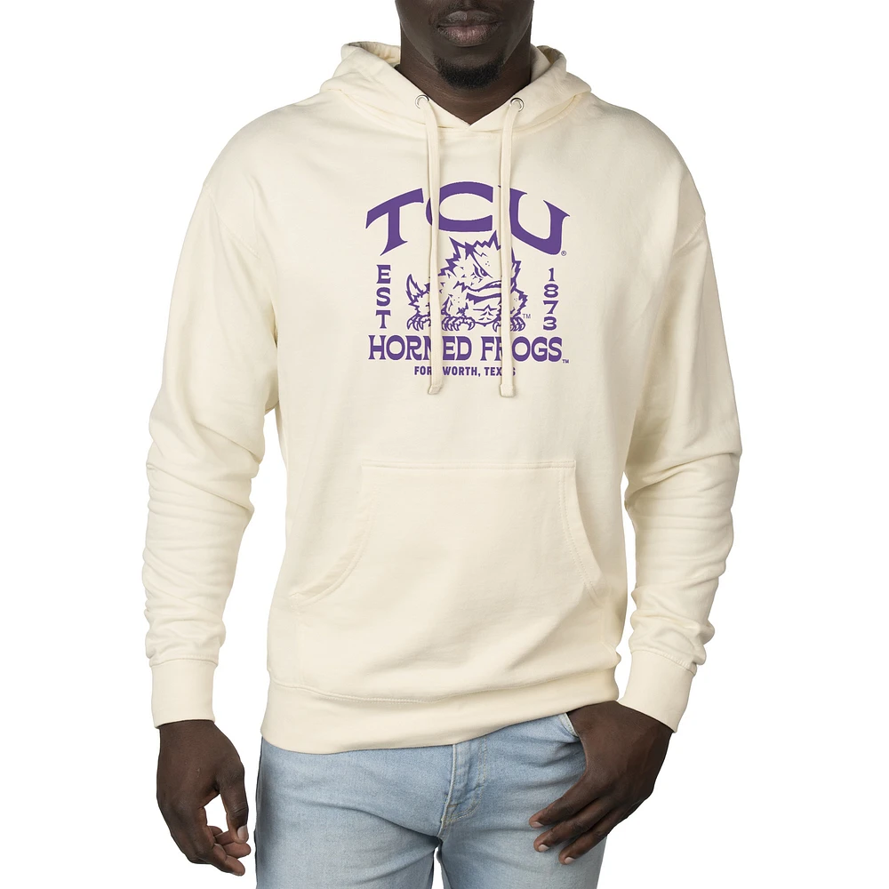 Men's Uscape Apparel Cream TCU Horned Frogs Standard Pullover Hoodie
