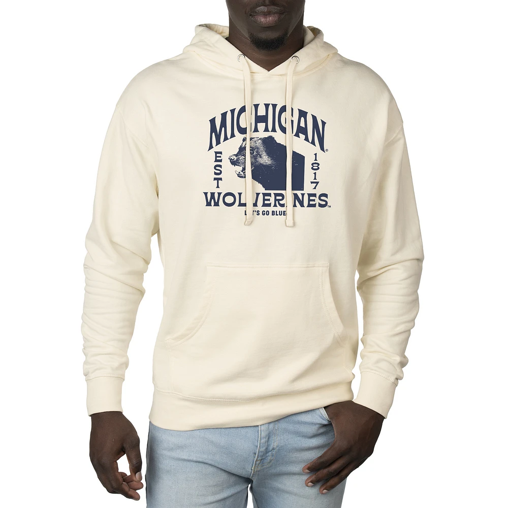 Men's Uscape Apparel Cream Michigan Wolverines Standard Pullover Hoodie