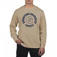 Men's Uscape Apparel Cream Georgetown Hoyas Pigment Dyed Fleece Crew Neck Sweatshirt