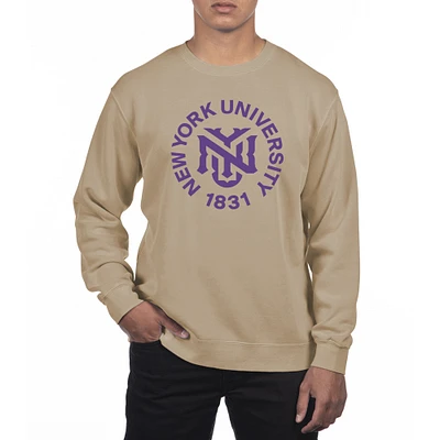 Men's Uscape Apparel Cream NYU Violets Pigment Dyed Fleece Crew Neck Sweatshirt