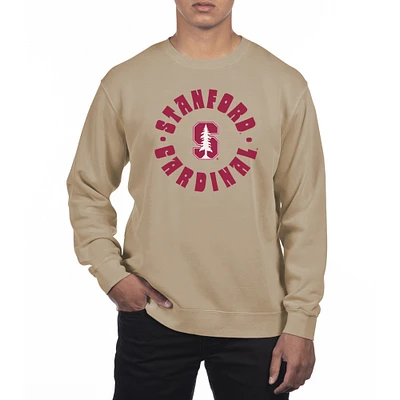 Men's Uscape Apparel Cream Stanford Cardinal Pigment Dyed Fleece Crew Neck Sweatshirt