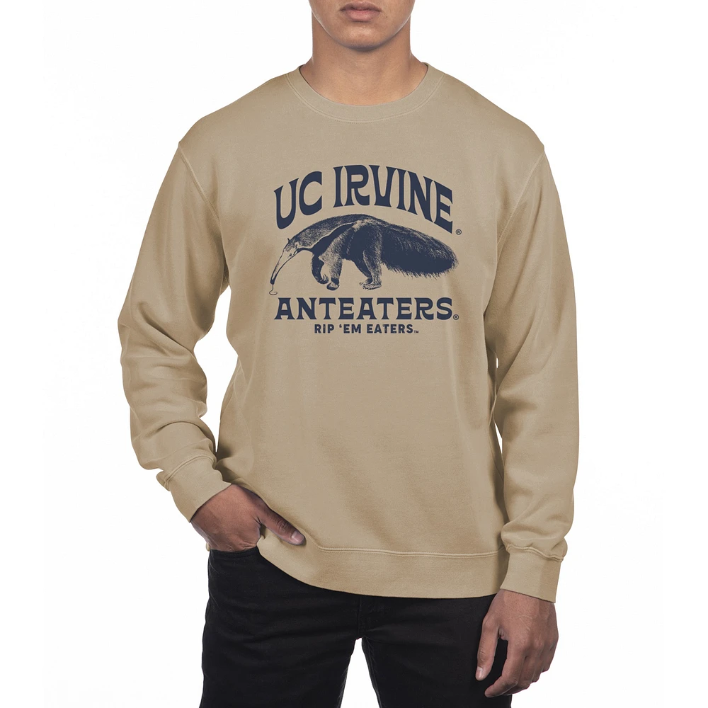Men's Uscape Apparel Cream UC Irvine Anteaters Pigment Dyed Fleece Crew Neck Sweatshirt