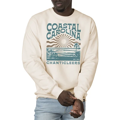 Men's Uscape Apparel Cream Coastal Carolina Chanticleers Premium Heavyweight Crew Neck Sweatshirt