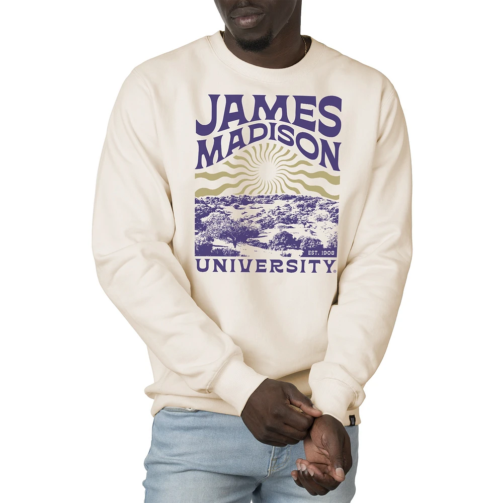 Men's Uscape Apparel Cream James Madison Dukes Premium Heavyweight Crew Neck Sweatshirt