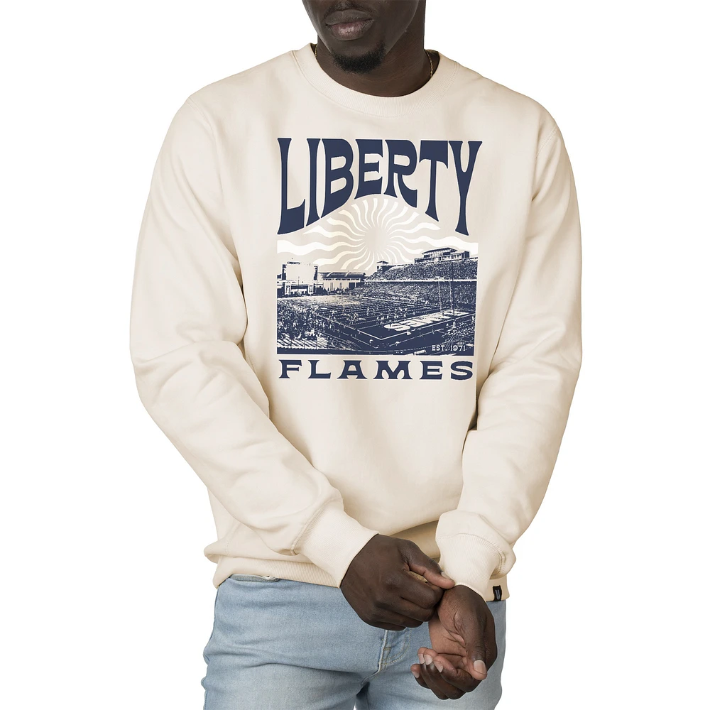 Men's Uscape Apparel Cream Liberty Flames Premium Heavyweight Crew Neck Sweatshirt