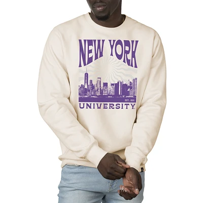Men's Uscape Apparel Cream NYU Violets Premium Heavyweight Crew Neck Sweatshirt