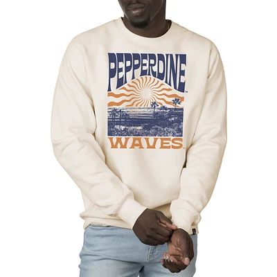 Men's Uscape Apparel Cream Pepperdine Waves Premium Heavyweight Crew Neck Sweatshirt
