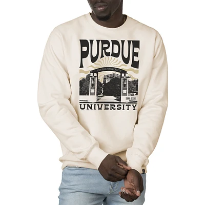 Men's Uscape Apparel Cream Purdue Boilermakers Premium Heavyweight Crew Neck Sweatshirt