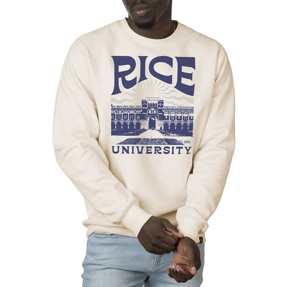 Men's Uscape Apparel Cream Rice Owls Premium Heavyweight Crew Neck Sweatshirt