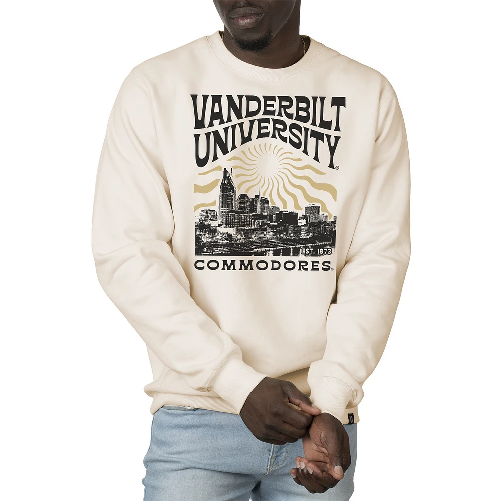 Men's Uscape Apparel Cream Vanderbilt Commodores Premium Heavyweight Crew Neck Sweatshirt