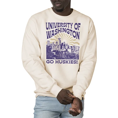 Men's Uscape Apparel Cream Washington Huskies Premium Heavyweight Crew Neck Sweatshirt
