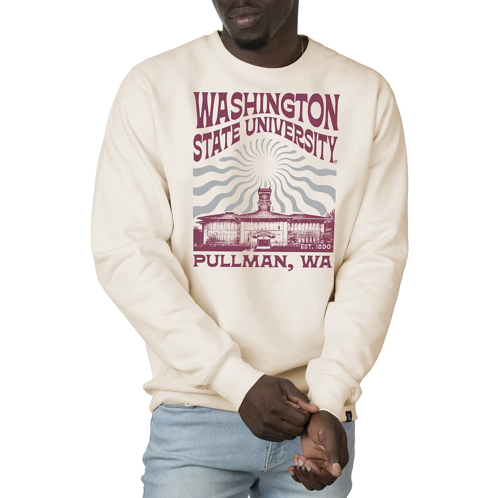 Men's Uscape Apparel Cream Washington State Cougars Premium Heavyweight Crew Neck Sweatshirt