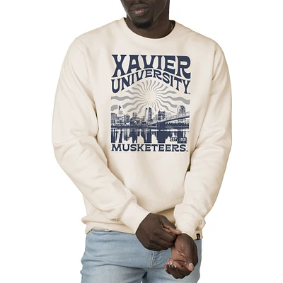 Men's Uscape Apparel Cream Xavier Musketeers Premium Heavyweight Crew Neck Sweatshirt