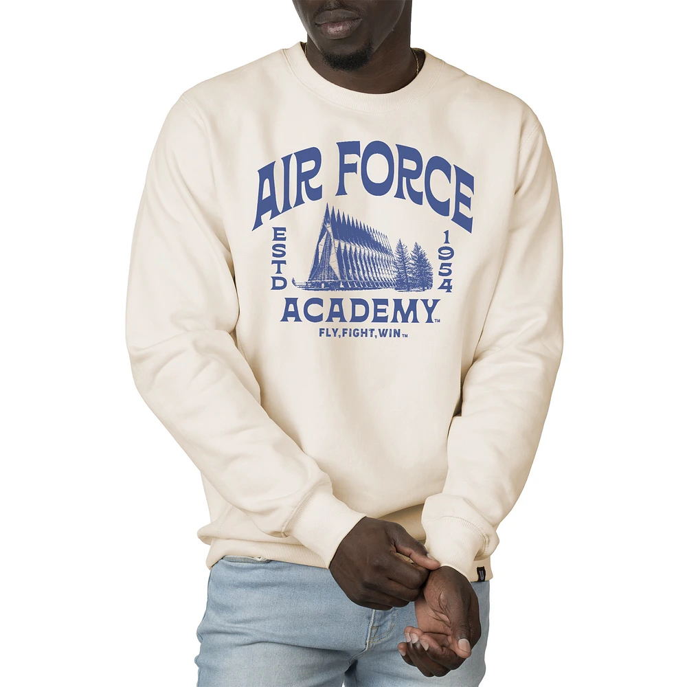 Men's Uscape Apparel Cream Air Force Falcons Premium Heavyweight Crew Neck Sweatshirt