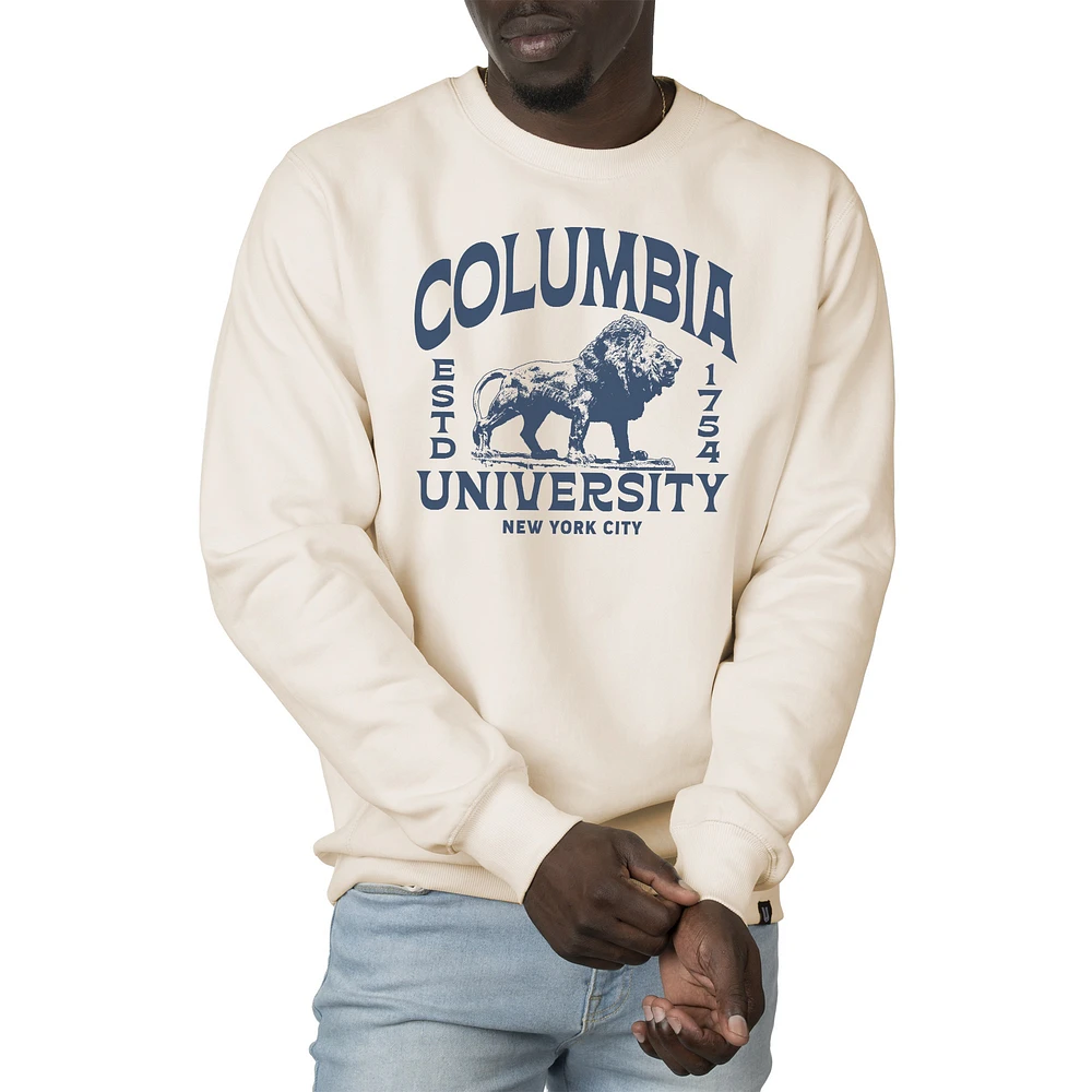 Men's Uscape Apparel Cream Columbia University Premium Heavyweight Crew Neck Sweatshirt