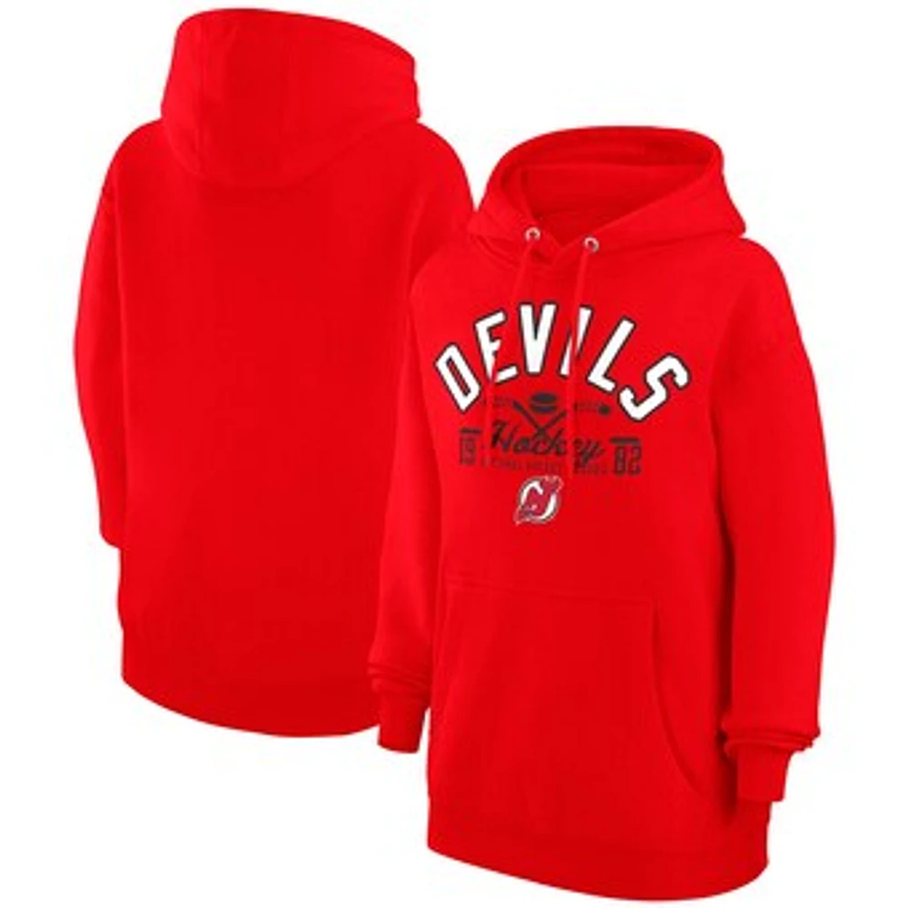 Men's Starter Red New Jersey Devils Puck Pullover Hoodie