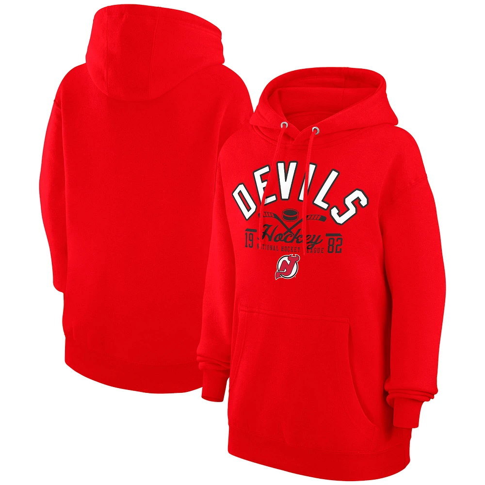 Men's Starter Red New Jersey Devils Puck Pullover Hoodie