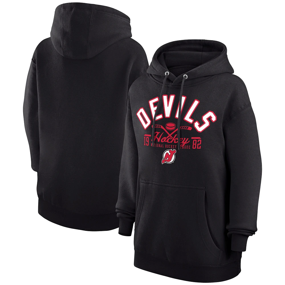 Men's Starter Black New Jersey Devils Puck Pullover Hoodie