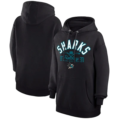 Men's Starter Black San Jose Sharks Puck Pullover Hoodie