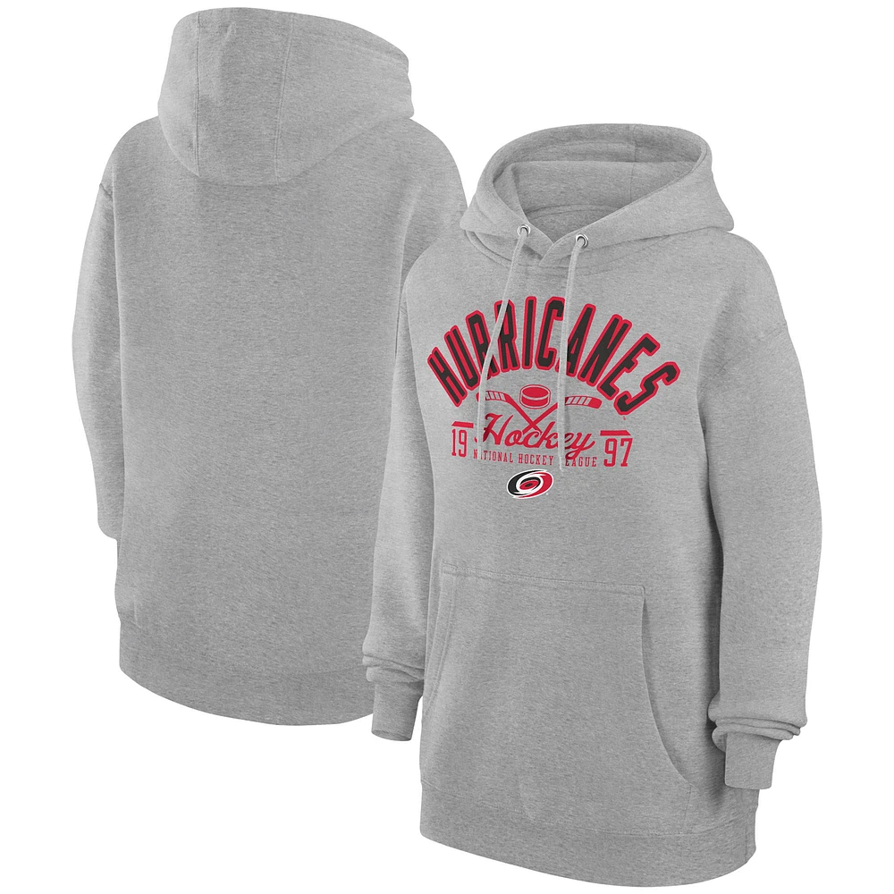 Men's Starter Heather Gray Carolina Hurricanes Puck Pullover Hoodie