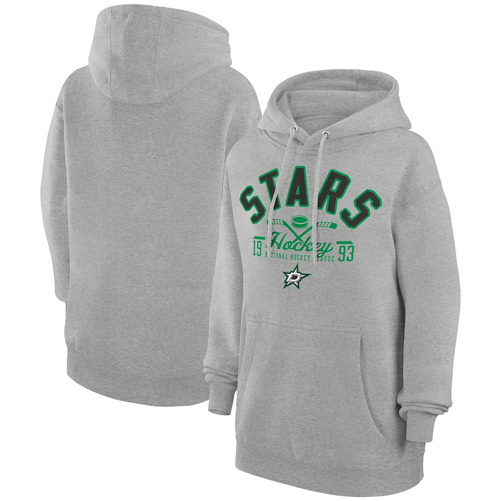 Men's Starter Heather Gray Dallas Stars Puck Pullover Hoodie