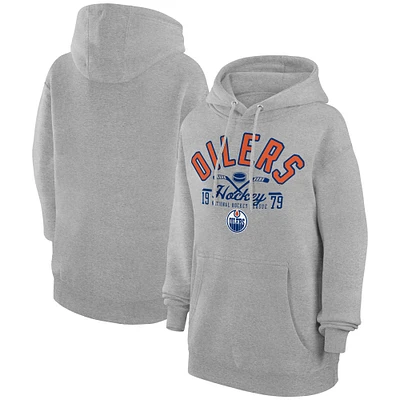 Men's Starter Heather Gray Edmonton Oilers Puck Pullover Hoodie