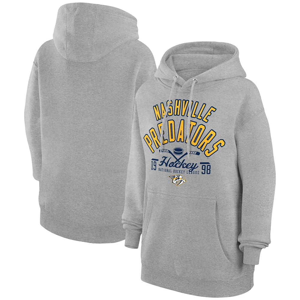 Men's Starter Heather Gray Nashville Predators Puck Pullover Hoodie