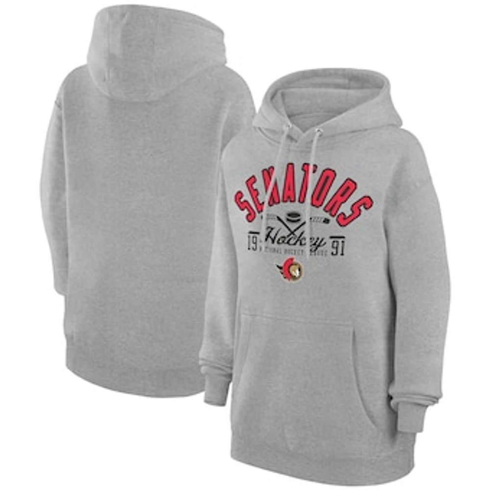 Men's Starter Heather Gray Ottawa Senators Puck Pullover Hoodie