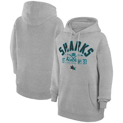 Men's Starter Heather Gray San Jose Sharks Puck Pullover Hoodie