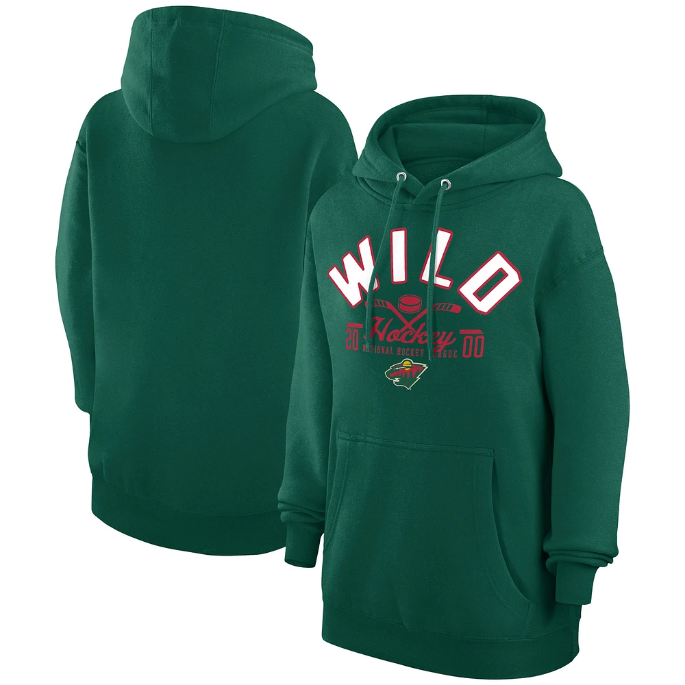 Men's Starter Green Minnesota Wild Puck Pullover Hoodie