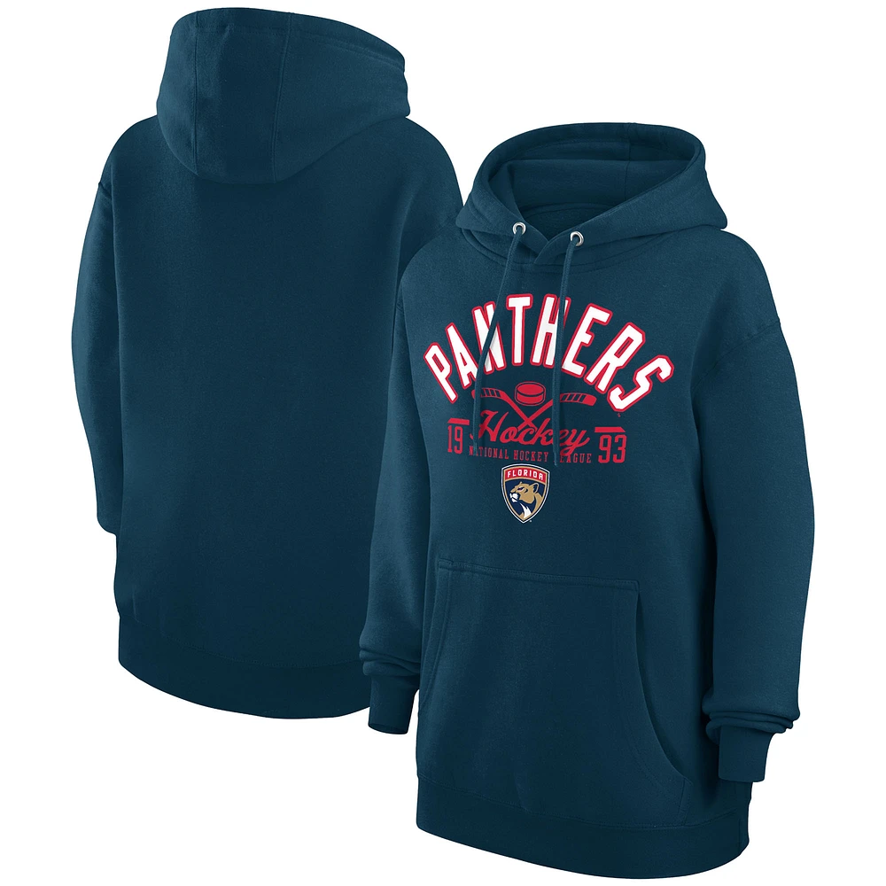 Men's Starter Navy Florida Panthers Puck Pullover Hoodie