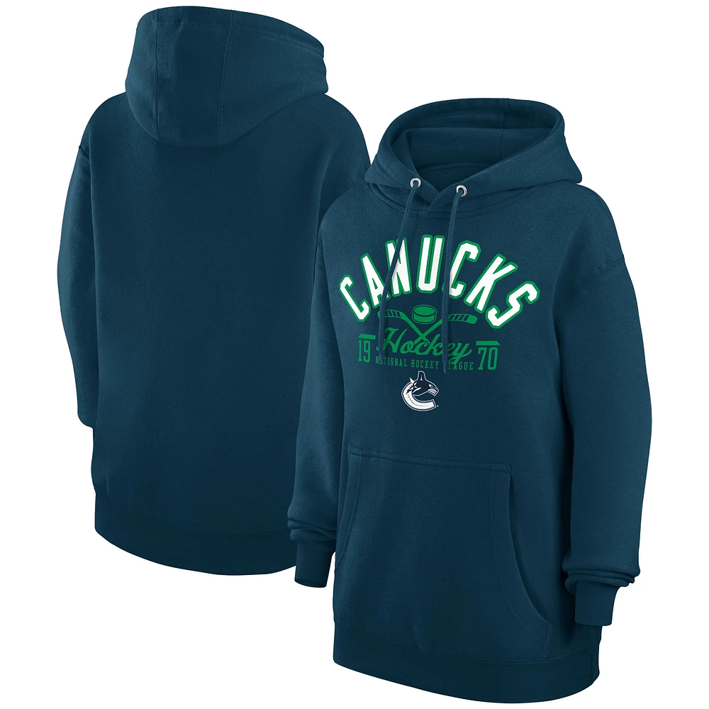 Men's Starter Navy Vancouver Canucks Puck Pullover Hoodie