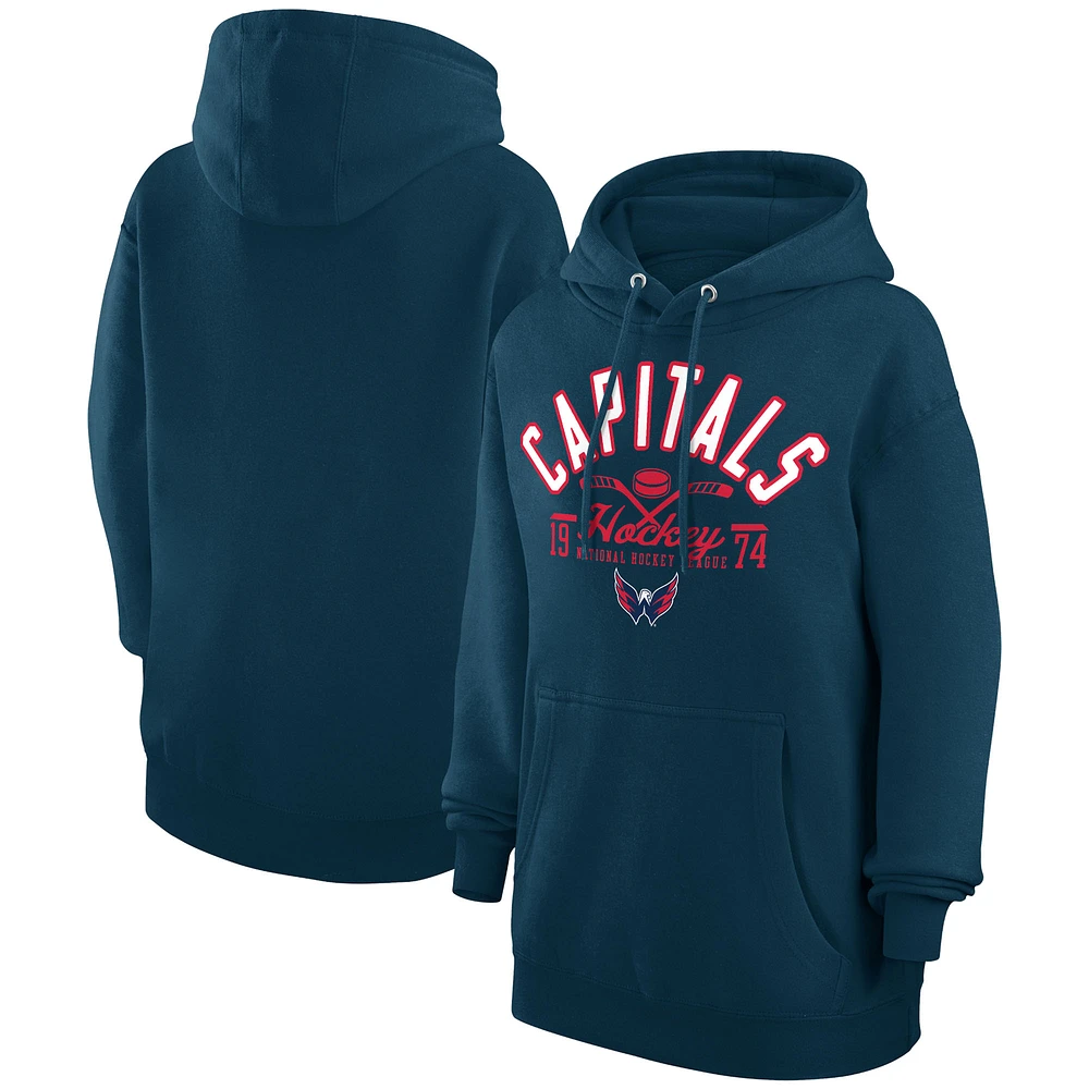 Men's Starter Navy Washington Capitals Puck Pullover Hoodie