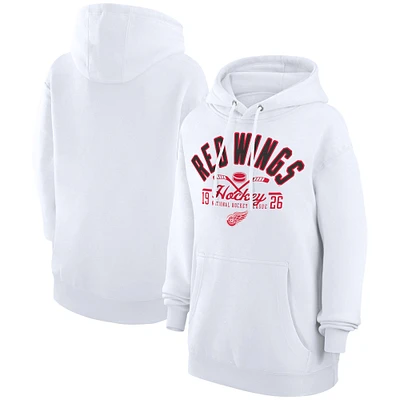 Men's Starter White Detroit Red Wings Puck Pullover Hoodie