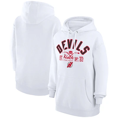 Men's Starter White New Jersey Devils Puck Pullover Hoodie