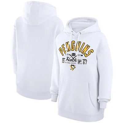 Men's Starter White Pittsburgh Penguins Puck Pullover Hoodie