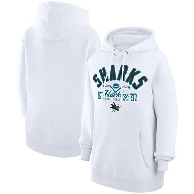 Men's Starter White San Jose Sharks Puck Pullover Hoodie