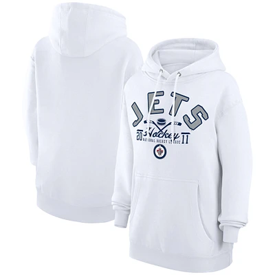 Men's Starter White Winnipeg Jets Puck Pullover Hoodie