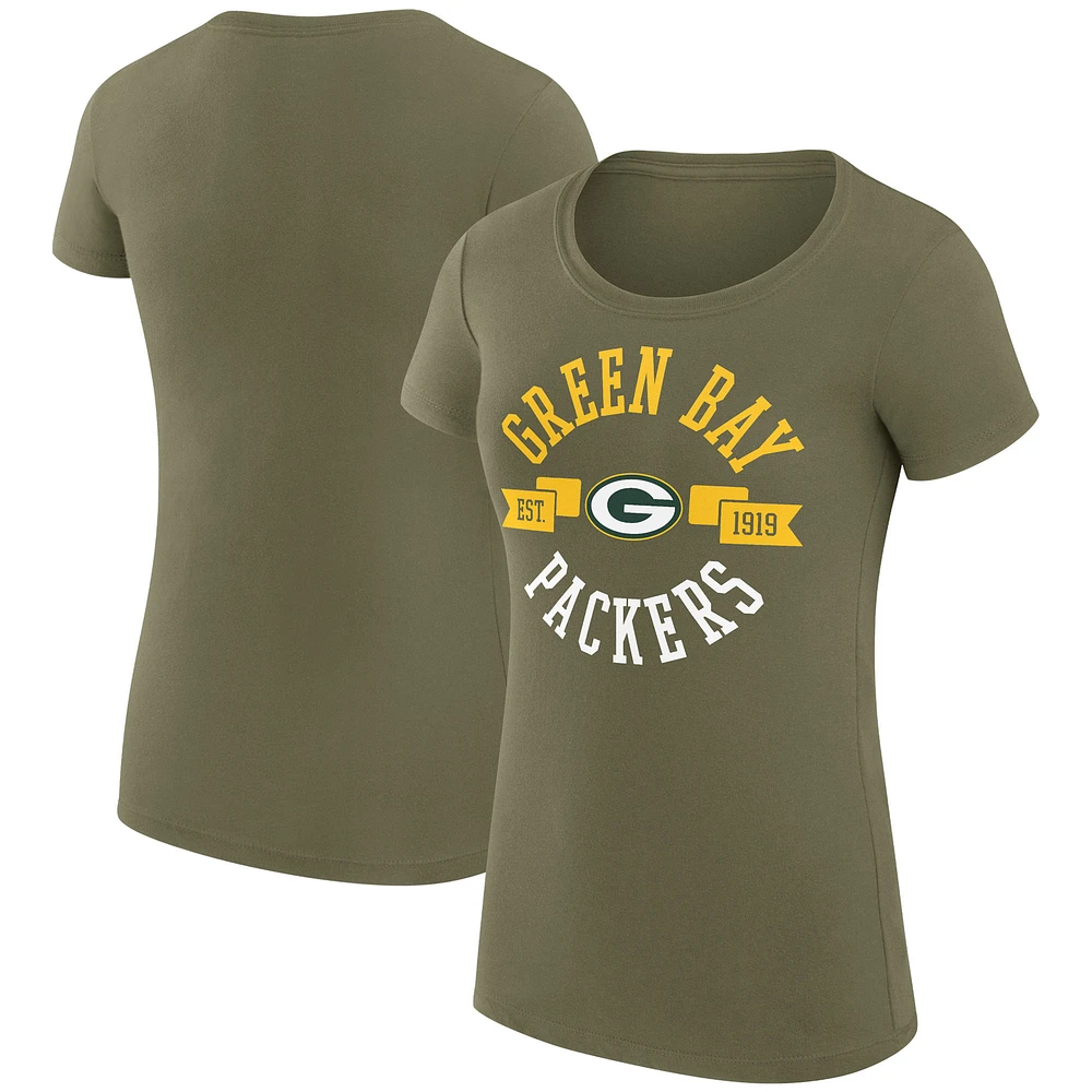 Women's G-III 4Her by Carl Banks Green Green Bay Packers Super-Slim Fit Lightweight City Team Graphic Lightweight Crewneck T-Shirt