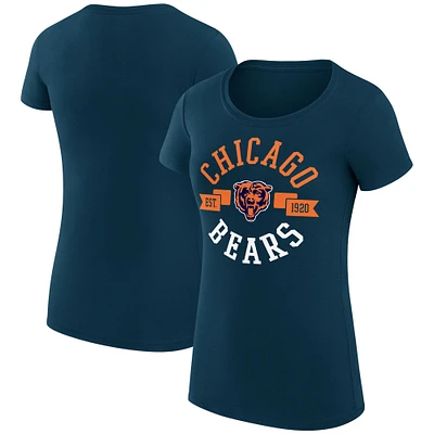 Women's G-III 4Her by Carl Banks Navy Chicago Bears Super-Slim Fit Lightweight City Team Graphic Lightweight Crewneck T-Shirt