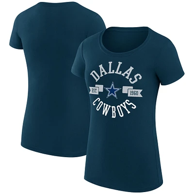Women's G-III 4Her by Carl Banks Navy Dallas Cowboys Super-Slim Fit Lightweight City Team Graphic Lightweight Crewneck T-Shirt
