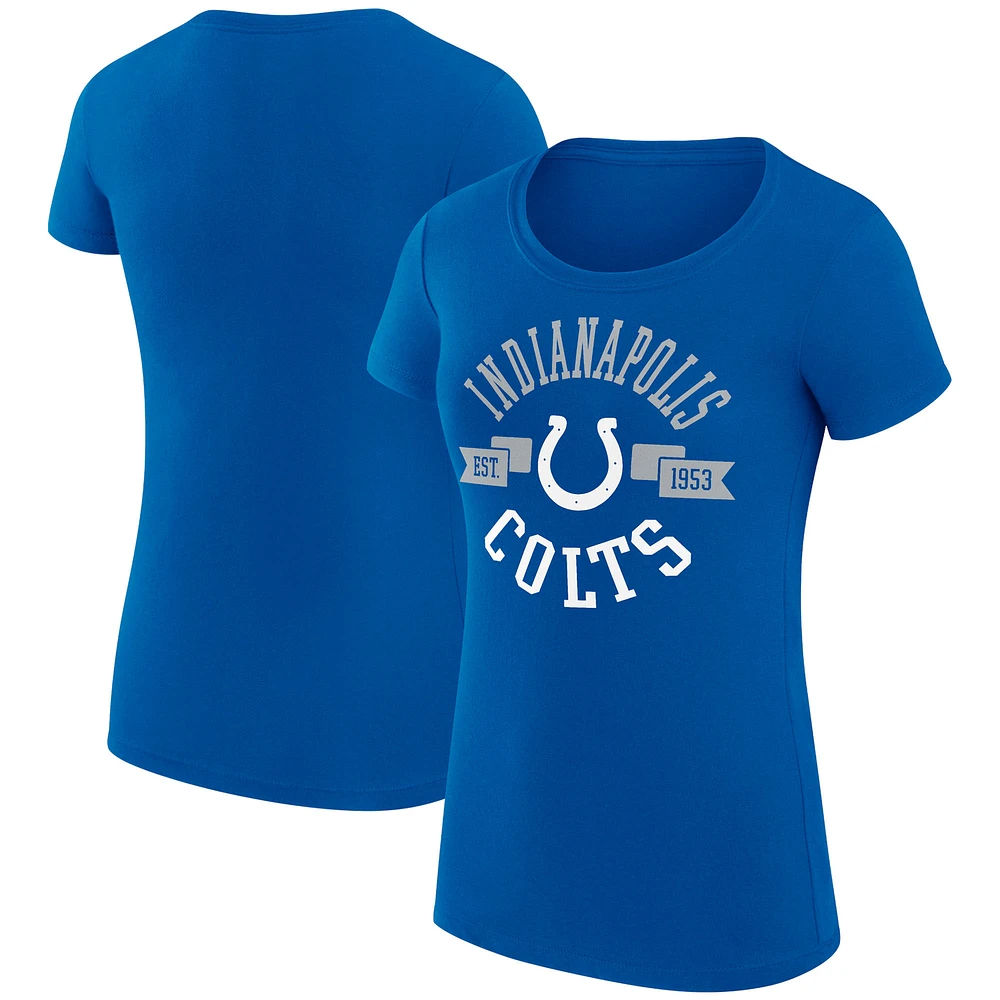 Women's G-III 4Her by Carl Banks Royal Indianapolis Colts Super-Slim Fit Lightweight City Team Graphic Crewneck T-Shirt