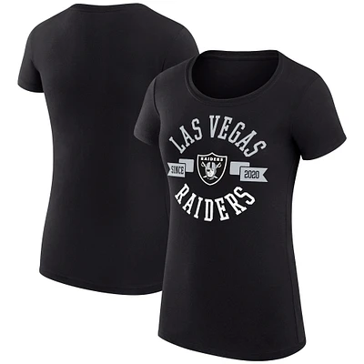 Women's G-III 4Her by Carl Banks Black Las Vegas Raiders Super-Slim Fit Lightweight City Team Graphic Lightweight Crewneck T-Shirt