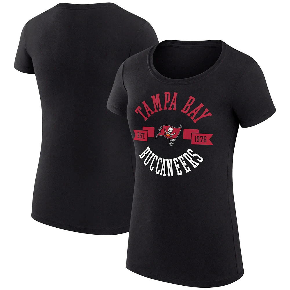 Women's G-III 4Her by Carl Banks Black Tampa Bay Buccaneers Super-Slim Fit Lightweight City Team Graphic Lightweight Crewneck T-Shirt