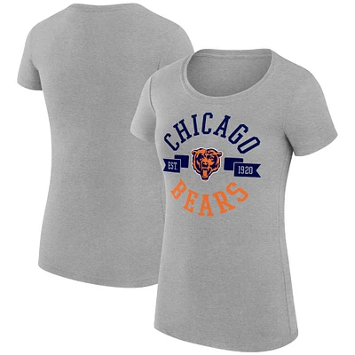 Women's G-III 4Her by Carl Banks Heather Gray Chicago Bears Super-Slim Fit Lightweight City Team Graphic Lightweight Crewneck T-Shirt