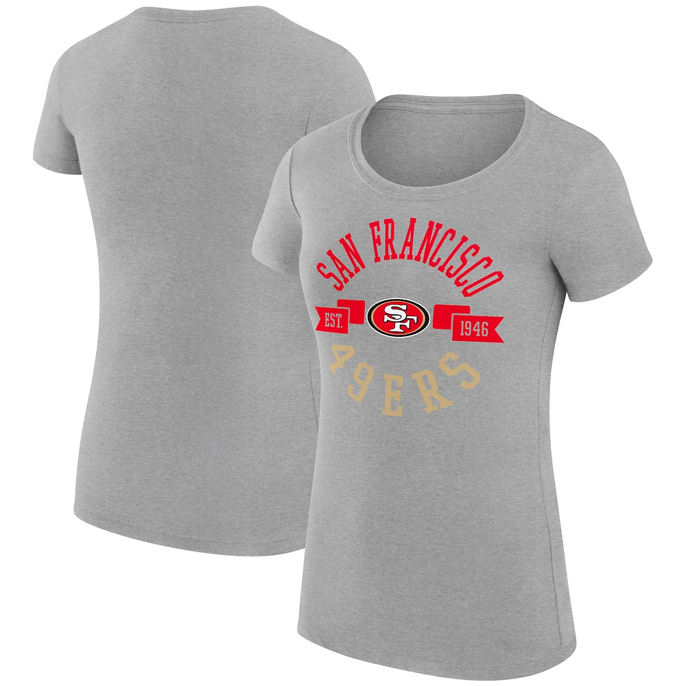 Women's G-III 4Her by Carl Banks Heather Gray San Francisco 49ers Super-Slim Fit Lightweight City Team Graphic Lightweight Crewneck T-Shirt